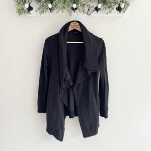 AllSaints Dahlia Sweat Drape Front Cardigan Zip Sz XSmall Black Asymmetrical BB7